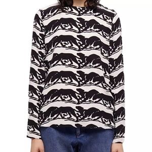 NWT The Kooples Panther Print Top - Black & White Graphic - French 3/US 8